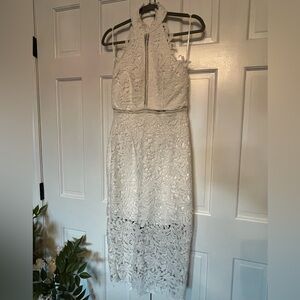 Lulu's White Lace Midi Dress